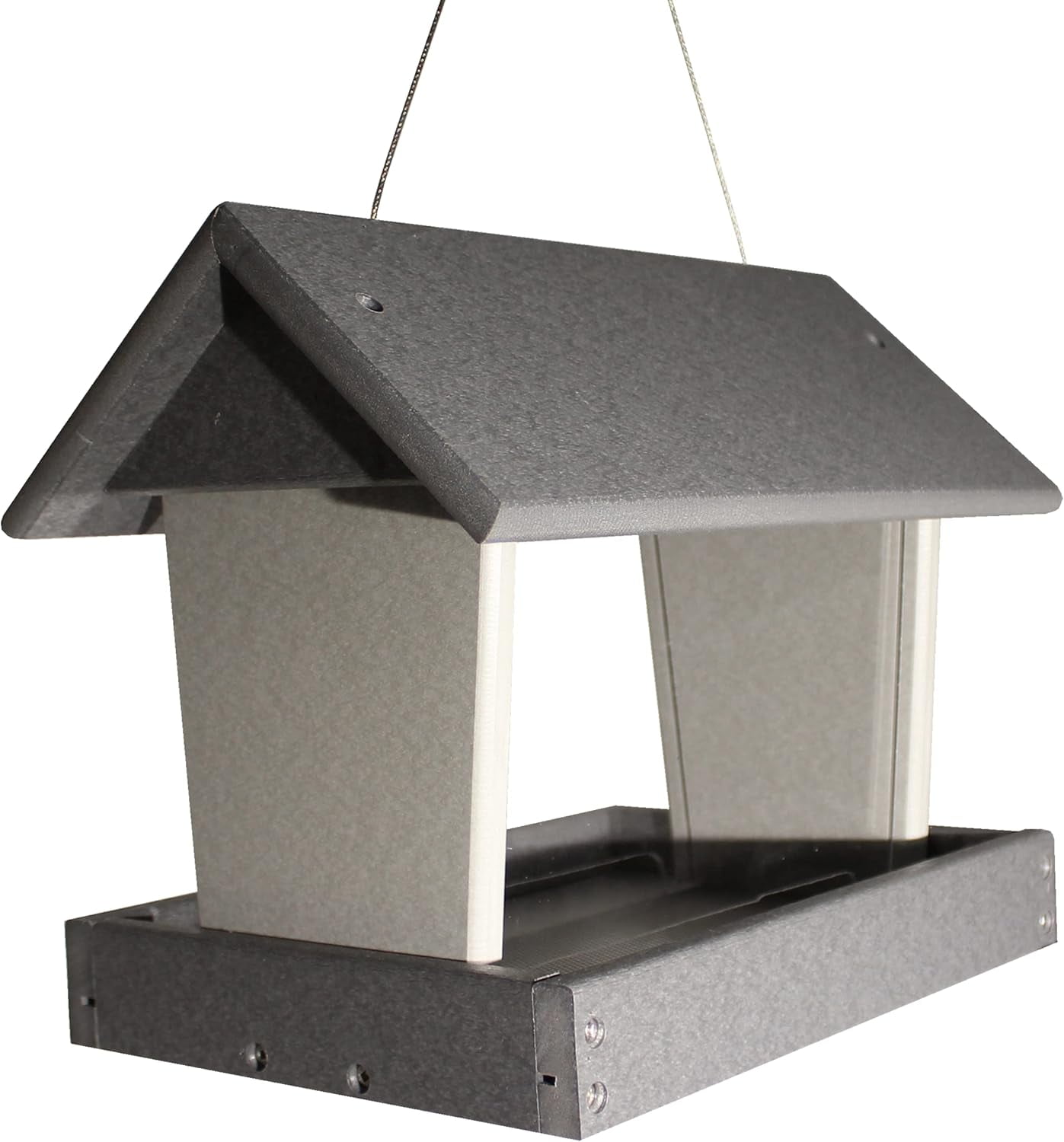 Plastic Poly Large Hopper Outdoor Hanging Bird Feeder with Covered Roof