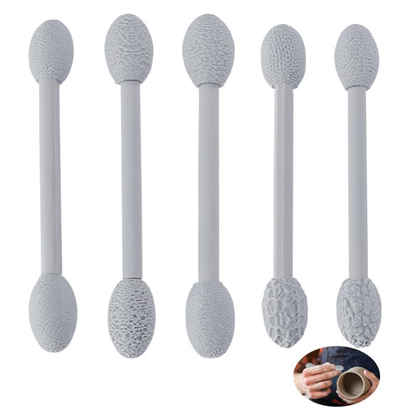 Plastic Polymer Clay Sculpting Detail Tool Carving Rod set for Clay Craft Gray 126-129x17-20mm 5pcs/set
