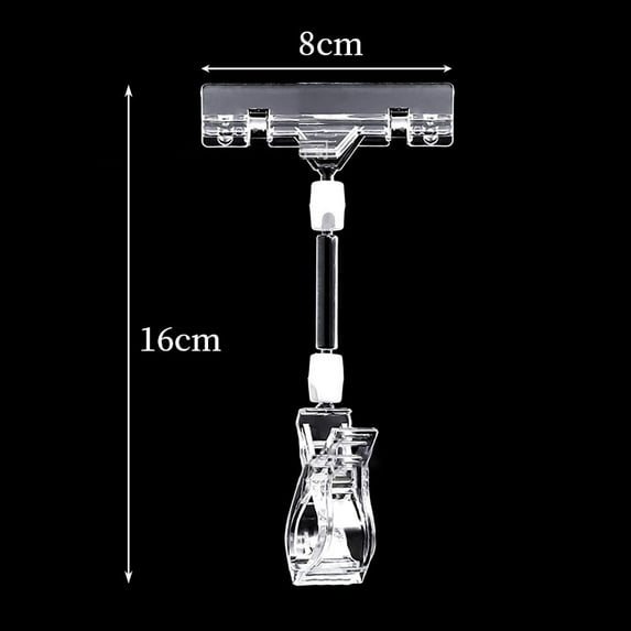 Plastic Portable 360° Rotation POP Card Stand Multifunctional Advertising Clips Price Sign Displayer Shelf Clamp Price Label Tag Clip Food Label Holder M-TRANSPARENT