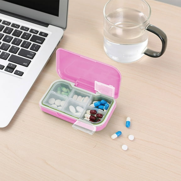 Portable Vitamin Storage Box, 6-Compartment Sealed VC Organizer with Independent Switches for Travel Hunting Camping and Home, Keeps Supplements Dry and Safe