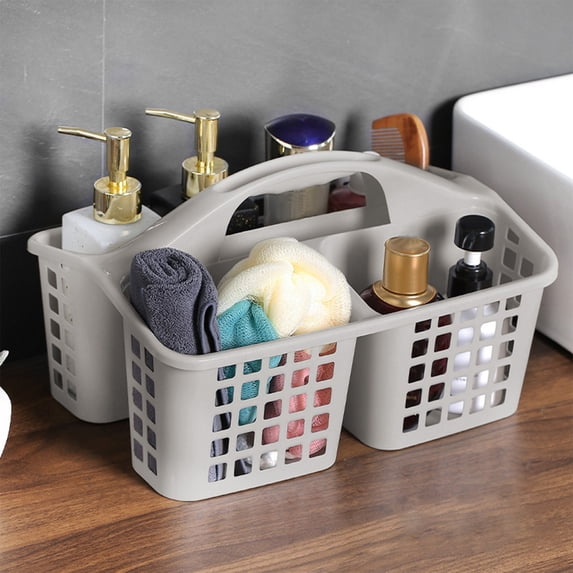Plastic Portable Bath Storage Basket, Bathroom Toiletries Organizer, Sundries Storage Box, Shower Caddy, Multi-Compartment Basket, Carry Handle Storage Basket