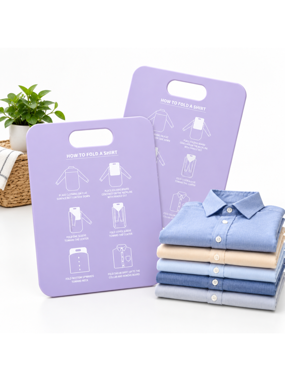 Plastic Portable Clothes Folding Board, 2 Pack, For Travel And Home Storage