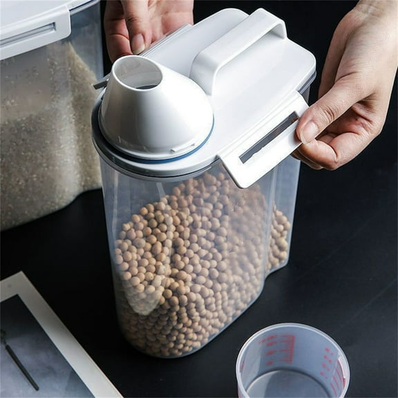 Plastic Portable with Measuring Cup Sealed Rice Bucket Moisture-Proof Insect-Proof Rice Storage Box Kitchen Grain Storage Jar