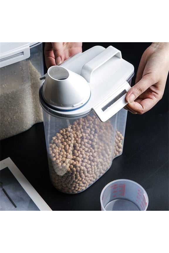 Plastic Portable with Measuring Cup Sealed Rice Bucket Moisture-Proof Insect-Proof Rice Storage Box Kitchen Grain Storage Jar