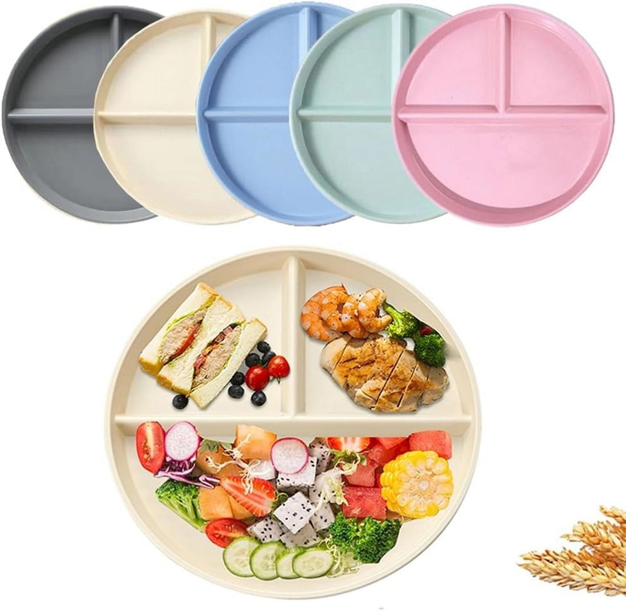 Plastic Portion Control Plate,Wheat Straw Plates for Weight Loss,Food ...