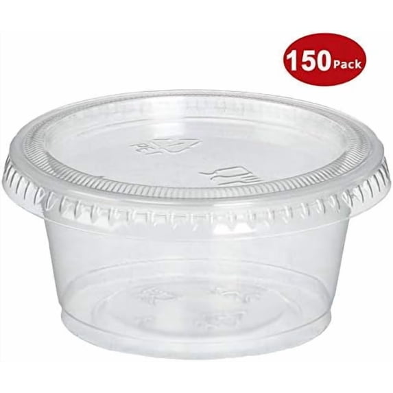 Plastic Portion Cups with Lids 2 oz. Pack of 150 Leakproof Jello Shot ...