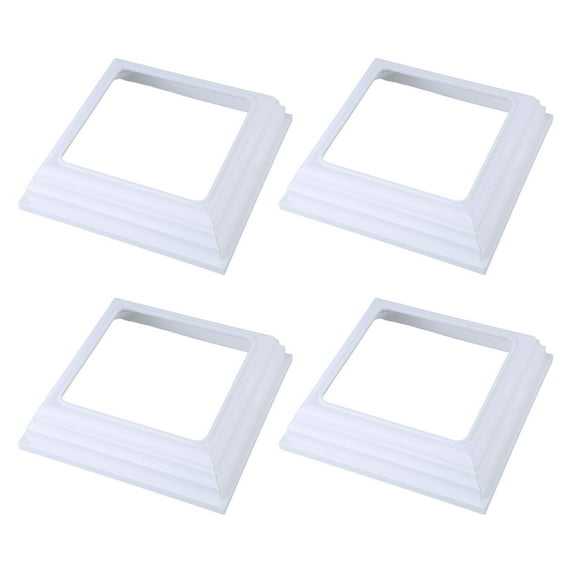 Plastic Post Skirt 4x4Inch White Base Cover for Porch Deck Column Wraps Durability Outdoor Sleeve Trim Support (4Pcs)