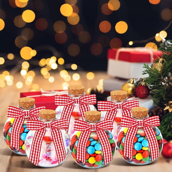 Plastic Potion Bottles with Bows for Drink Candy Jars Round with Cork Decorative for Party Favor Gifts