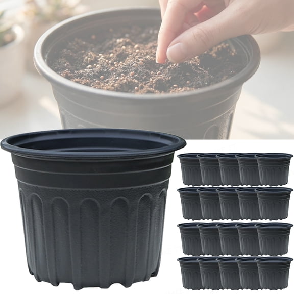 Plastic Pots for Plants 20-Pack 1-Gallon Thickened Flexible Nursery Pots with Drainage Holes for Succulents Cuttings Transplanting Home Garden Use