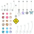 thumbnail image 1 of Plastic Pregnancy Belly Button Rings Long Bar Navel Rings for Maternity Sport Pregnant Women Flexible Clear Acrylic Dangle Belly Rings with Different Length Bar and Balls for Replacement, 1 of 6