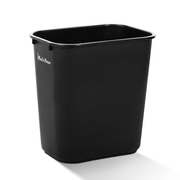 Plastic Prince 28 Quart Trash Can, Black Plastic Rectangular 7 Gallon Wastebasket for Kitchen Bathroom Office, 28 qt Garbage Can Fits Under Desk Cabinet Sink