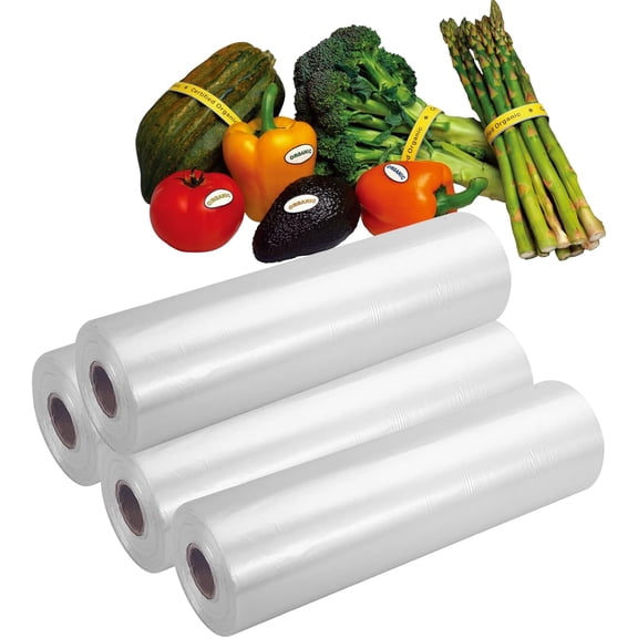 Plastic Produce Bag 12" X 20", Clear Food Storage Bags for Food, Fruit, Vegetable, Refrigerator Storage, Kitchen,350 Bags/Roll (4 Rolls)