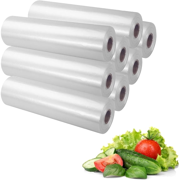 Plastic Produce Bag 12" X 20", Clear Food Storage Bags for Food, Fruit, Vegetable, Refrigerator Storage, Kitchen,350 Bags/Roll (8 Rolls)
