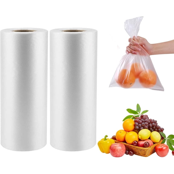 Plastic Produce Bags for Food Storage,700 Bag - 12"x16" Clear Grocery Bag for Fruits, Vegetables, Bread,Meat,Continuous,Easy Tear Design - (2 Rolls,Total 700 Bags)