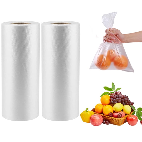 Plastic Produce Bags for Food Storage,700 Bag - 12"x16" Clear Grocery Bag for Fruits, Vegetables, Bread,Meat,Continuous,Easy Tear Design - (2 Rolls,Total 700 Bags)