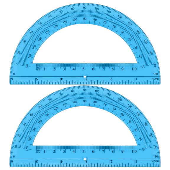 Plastic Protractor 6 Inch Math Protractors 180 Degrees, 2 Pack, Clear | Transparent Protractor for Geometry Classroom Student School, Office Supplies