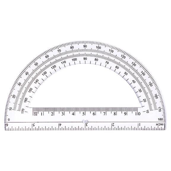Plastic Protractor 6 Inch Math Protractors 180 | Transparent Protractor For Geometry Classroom Student School, Clear