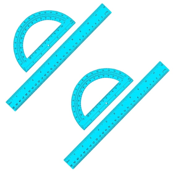 Plastic Protractor Set,Ruler Geometry Set,Math Geometry Measuring Tools for Classroom Must Haves,Classroom Supplies,Office Teacher Supplies,Back to School,Blue*2PCS