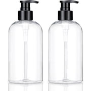 Plastic Pump Bottles Dispenser 2Pack 10oz Shampoo Bottle BPA Free | Empty Refillable Clear Conditioner for Lotion, Liquid Soap, Massage Oil