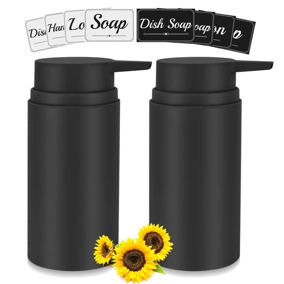 Set of 2 16-ounce Plastic Soap Dispensers, 480ml Portable Travel Dispensers for Shampoo, Body Wash, Body Lotion, Essential Oils, and Other Liquids, Black