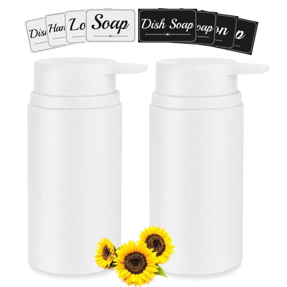 2Pack 16oz Plastic Soap Dispensers, 480ml Manual Pump Dispenser,Empty Liquid Container, Refillable Hand Soap Dispenser , Premium Bathroom soap Dispenser for Kitchen & Bathroom , White