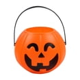 thumbnail image 1 of Plastic Pumpkin Bucket - Halloween Pumpkin Trick or Treat Buckets with Handles for Kids, 7 inches Large Capacity Jack O Lantern Pumpkins Candy Holder for Halloween Home Decor, 1 of 5