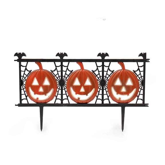 Plastic Pumpkin Fence Outdoor Halloween Yard Decor With Web Motif Black 50cm