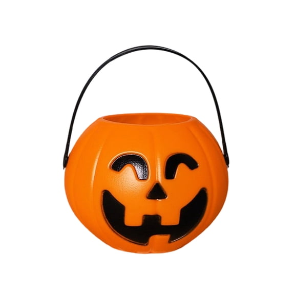 Plastic Pumpkin Light Holder Safe Kids Friendly Halloween Decoration Home Celebration Accessory Candy Bucket