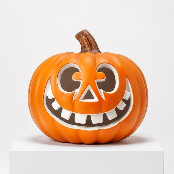 Plastic Pumpkins,Jack O Lantern,LED Carved Halloween Pumpkin Light,Warm White Glowing Plastic Jack O Lantern Indoor Outdoor Home Porch Yard Party Decor(Orange-A 13.77*9.84*9.84in)