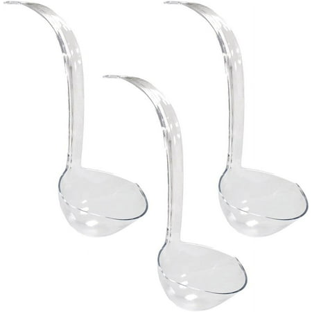 Plastic Punch Bowl Ladles - 12 Inch Clear Ladle 6 Oz Capacity (Pack of 3)