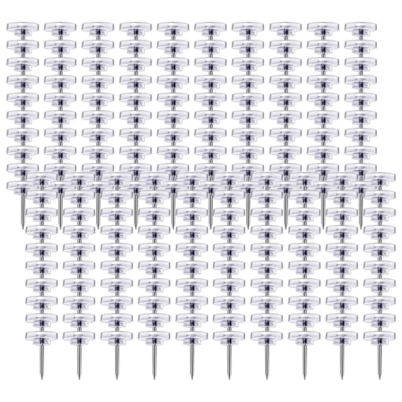 Plastic Push Pins, Clear Flat Thumb Tacks, Reusable Wall Pins, Multipurpose Transparent Head Tacks with Storage Box for Bulletin Board Cork Board Home Office Paper Marking 0.39 Inch,200 Pcs