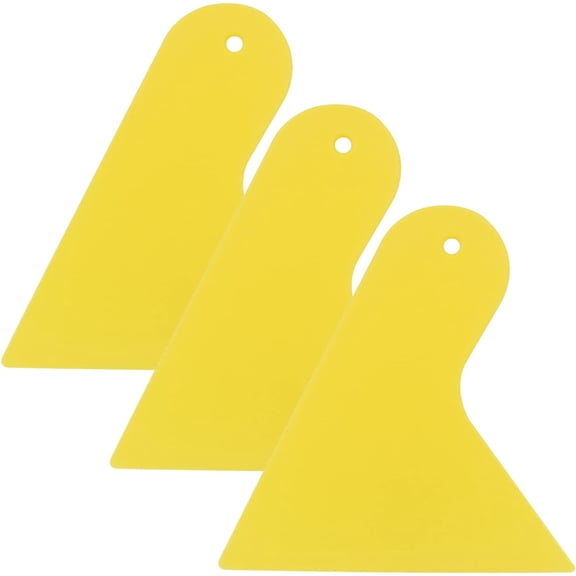 Plastic Putty Knife, 3 PCS 4 Inch Scraper Tool, Flexible Spackle Spreader Smoothing Tool for Paint, Wall Paper Treatment, Windshield, Drywall, Decals, Patching, Painting, Yellow