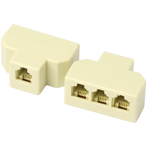 Plastic RJ11 1 to 3 Female Telephone Cable Line Modular Connector Splitter 2pcs