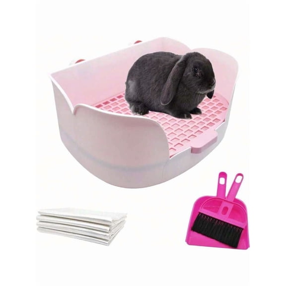 Plastic Rabbit Litter Box For Cage,Bunny Potty Trainer Rabbits Corner Toilet Bedding Litter Pan With Grate For Guinea Pig Hedgehog Chinchilla Ferret(Purple)