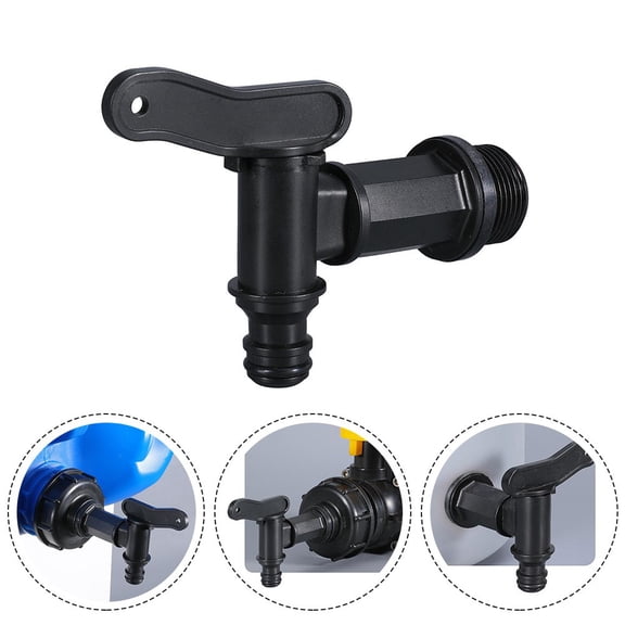 Plastic Rain Water Butt Tap with 26.2mm Coarse Thread and 17mm Pipe Joint Compatibility,Removable Spigot Valve for Garden Water Storage, Easy Snap or Push Fit Attachment