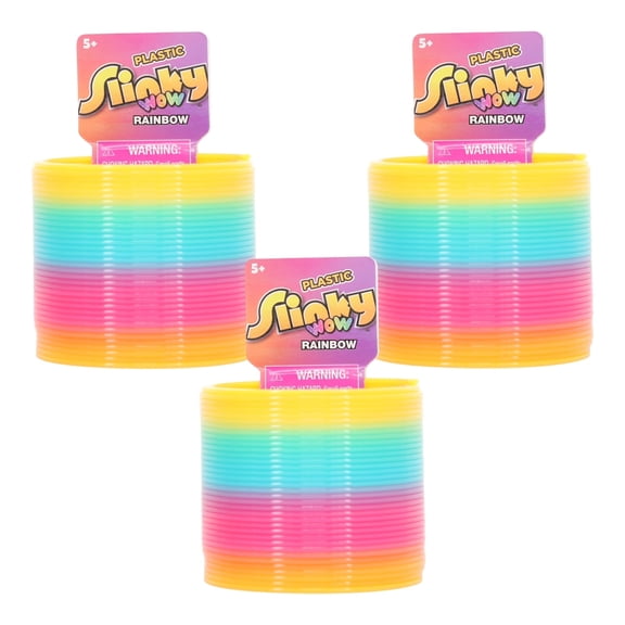 Plastic Rainbow Slinky Toy 3-Pack Classic Spring Fidget Set