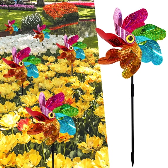 Plastic Rainbow Windmill DIY Pinwheel for Kids Lawn Windmill Set for Teenagers Colorful Garden Wind Spinners Deterrent to Scare Birds Away from Yard Bird Devices Assorted Colors