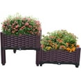 Plastic Raised Garden Bed 2 Piece Planter Grow Boxes for Outdoor Indoor