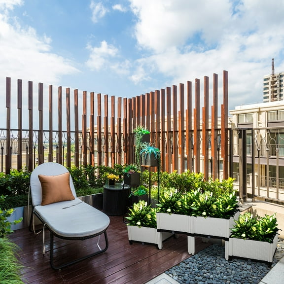 Plastic Raised Garden Bed Kit, Planting Box Container Set of 4 for Indoor & Outdoor Use, Vegetables Raised Garden Bed Set with Legs for Flower Vegetable Grow, White, SS2177