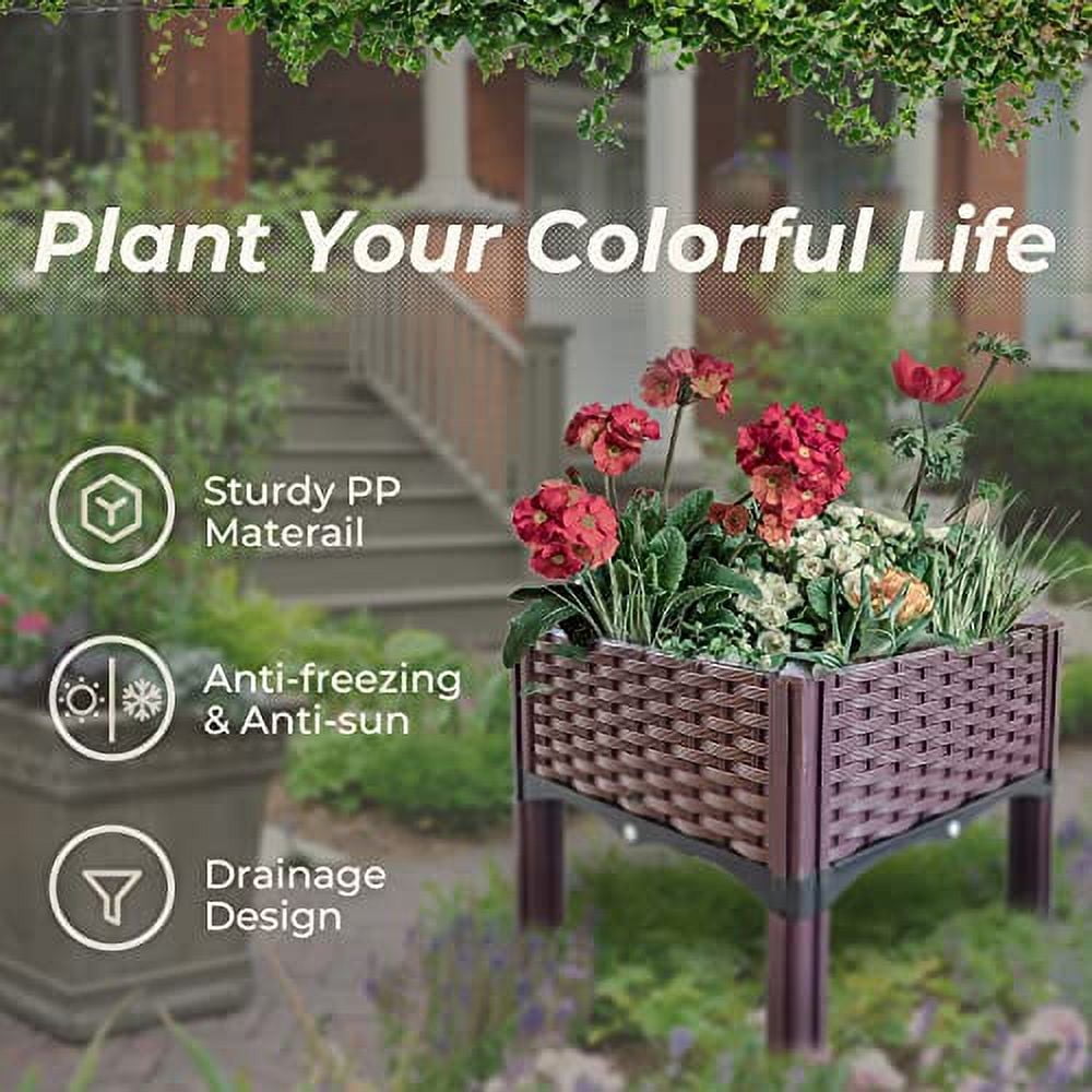 Plastic Raised Garden Bed,Planter Boxes Raised Garden Bed with Legs