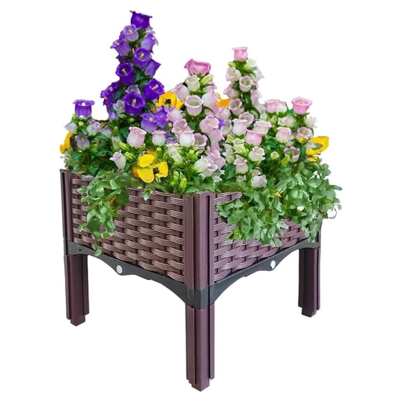 Plastic Raised Garden Bed, Planter Grow Boxes 15" H Planter Kits for Gardening Indoor & Outdoor Vegetable Fruit Flower