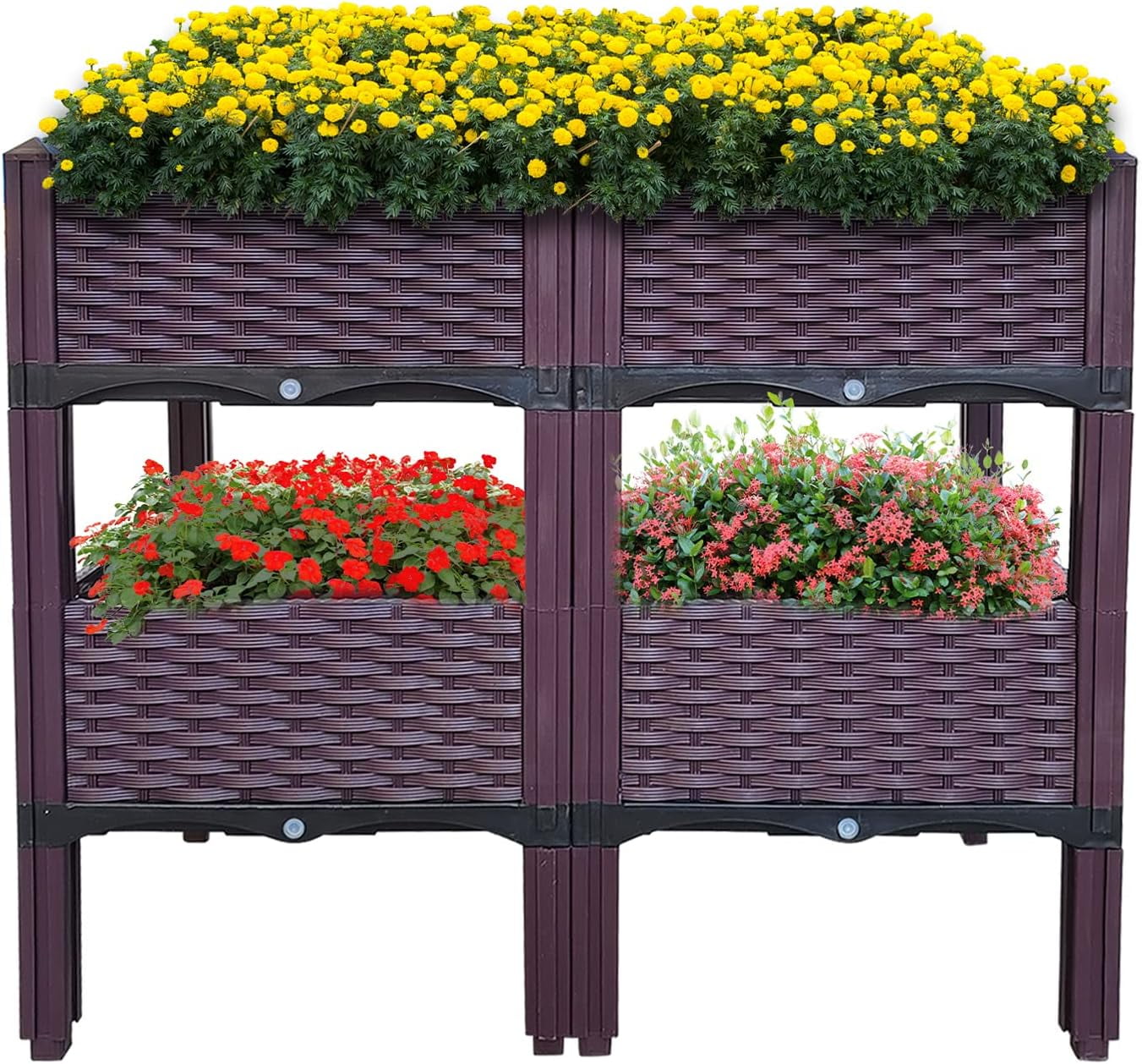 Plastic Raised Garden Bed Set of 4 Planter Grow Boxes with Legs for