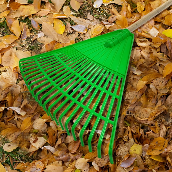 Plastic Rake, Large Plastic Leaf Rake Head Replacement - 21 Tines - Ideal for Leaves Grass Pine Needles Heavy Duty Garden Lawn Yard Red Besportable