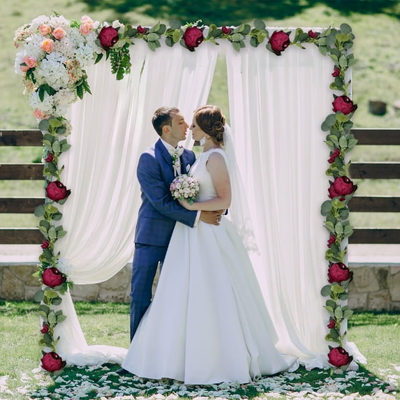 Plastic Rattan Decoration Artificial Ivy Garland 74.8Inch Red Plastic Hanging Vines with Roses for Wedding Decor 1Pcs Rkxzt