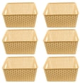 thumbnail image 1 of Plastic Rattan Storage Box Basket Organizer Large #ba426-6 - Beige Pack of 6, 1 of 7