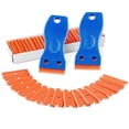 thumbnail image 1 of Plastic Razor Blade Scraper, 2-Piece Scraper Tool with 120 Plastic Blades, No-Scratch Remover for Stickers, Decals, Adhesive, Paint on Glass, Car, Window, Caulk, Blue, 1 of 5