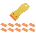 thumbnail image 1 of Plastic Razor Blade Scraper Remover Tool with 50pcs Plastic Razor Blades for Wall Car Window Glass, Yellow, 1 of 4