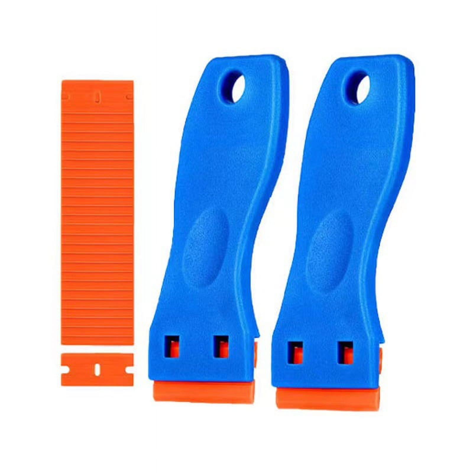 Plastic Razor Blade Scraper Tool - 2-Piece Wall Paint Remover With 100  Plastic Blade Kit, Scratch Free Window Glass Wood Sticker Removal Flooring  Stove Kitchen Vinyl Adhesive Decal Tape Cleaning 