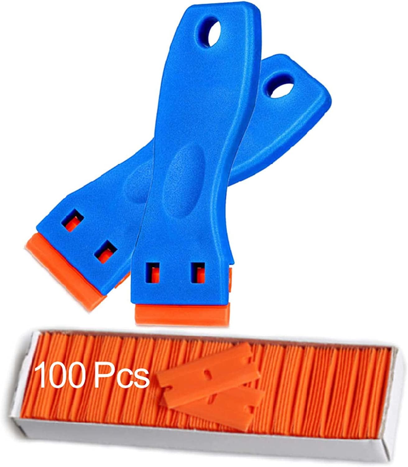 Plastic Razor Blade Scraper Tool Contain 2 Pcs Scraper and 100 Pcs