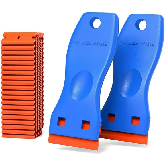 Plastic Razor Blades Scraper Tool Wall Paint Remover 2 Pack with 100 PCS Blades Kit,Blue
